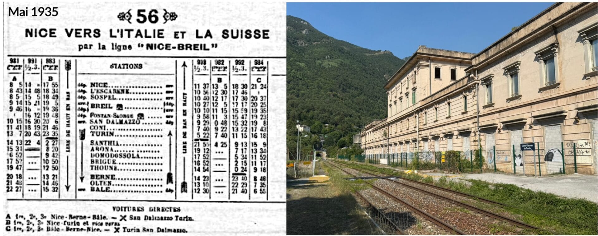 Gare St Dalmas-de-Tende & Horaires 1935